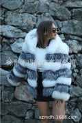 Women's loose-fit artificial fur hooded coat in street fashion style, shown in brown colour.