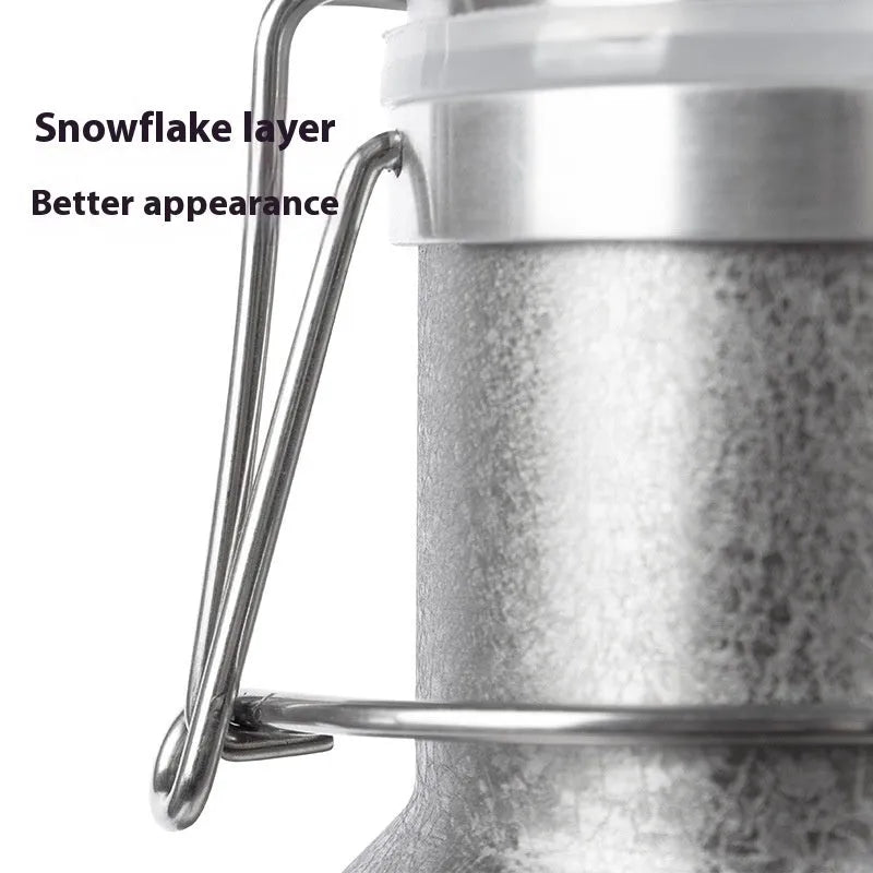 Stainless steel outdoor thermal pot with carrying handle, available in single or double layer insulation options