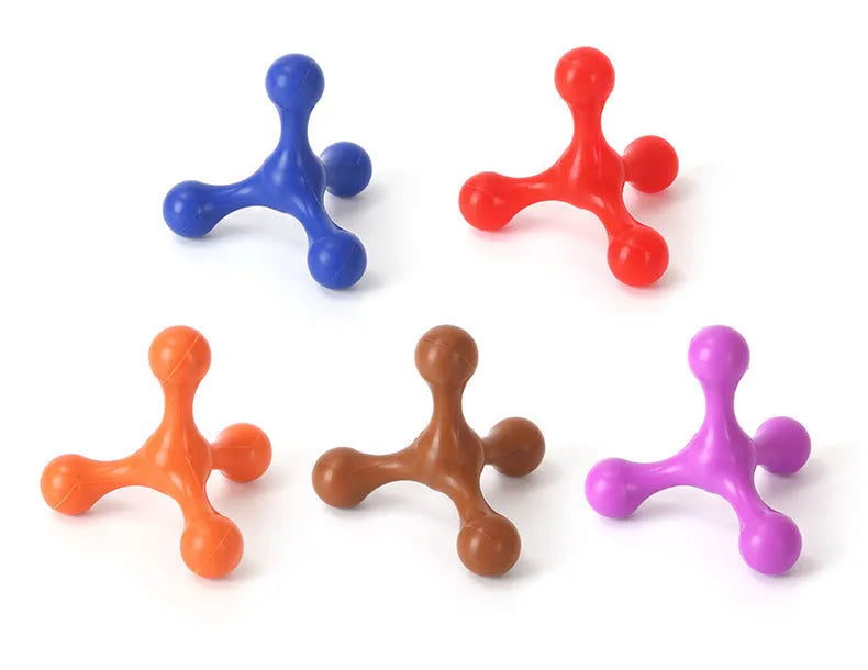 Blue silicone dog chew bone with three legs for small and medium teething puppies