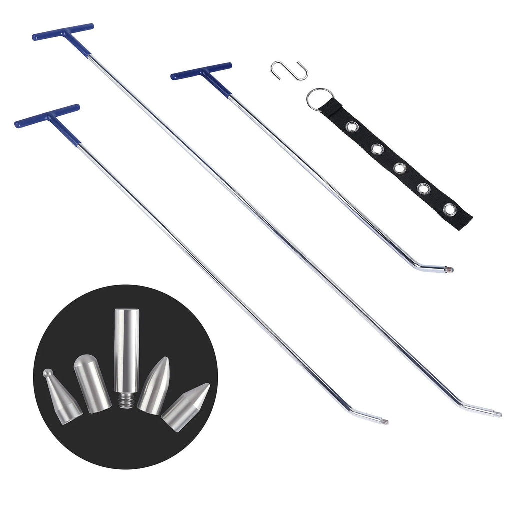Three alloy steel car dent repair crowbar hooks for automotive body panel maintenance