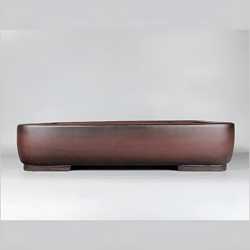 Rectangular handmade purple clay flower pot measuring 60 cm long with antique styling