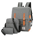 Three-piece business backpack in Oxford cloth, shown in wine red, with curved shoulder straps.
