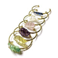 Natural crystal rough stone bracelet with gold winding geometric design and colour mixing variation
