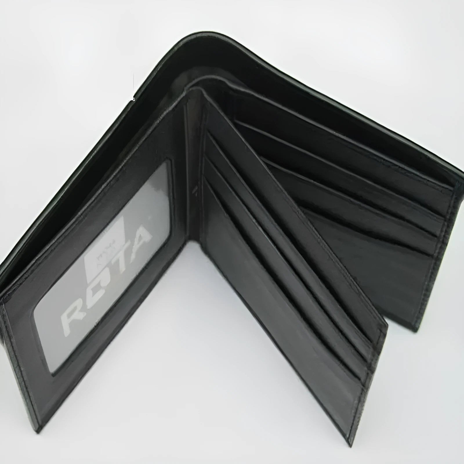 Women's short pearl fishskin leather wallet in horizontal square design with stitching detail