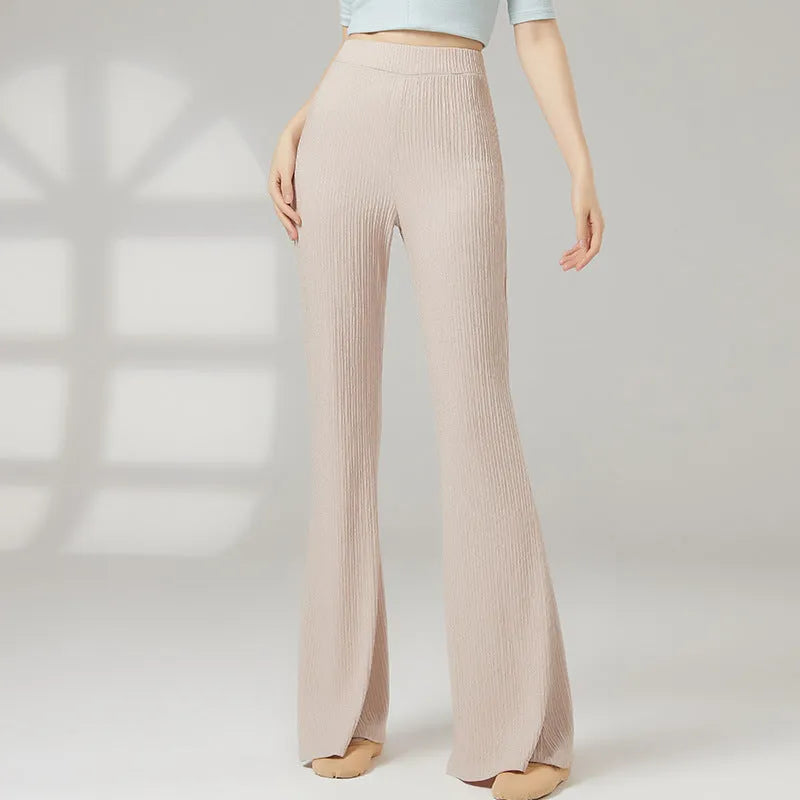 Women's solid colour dance practice trousers for body training in stretch polyester fabric