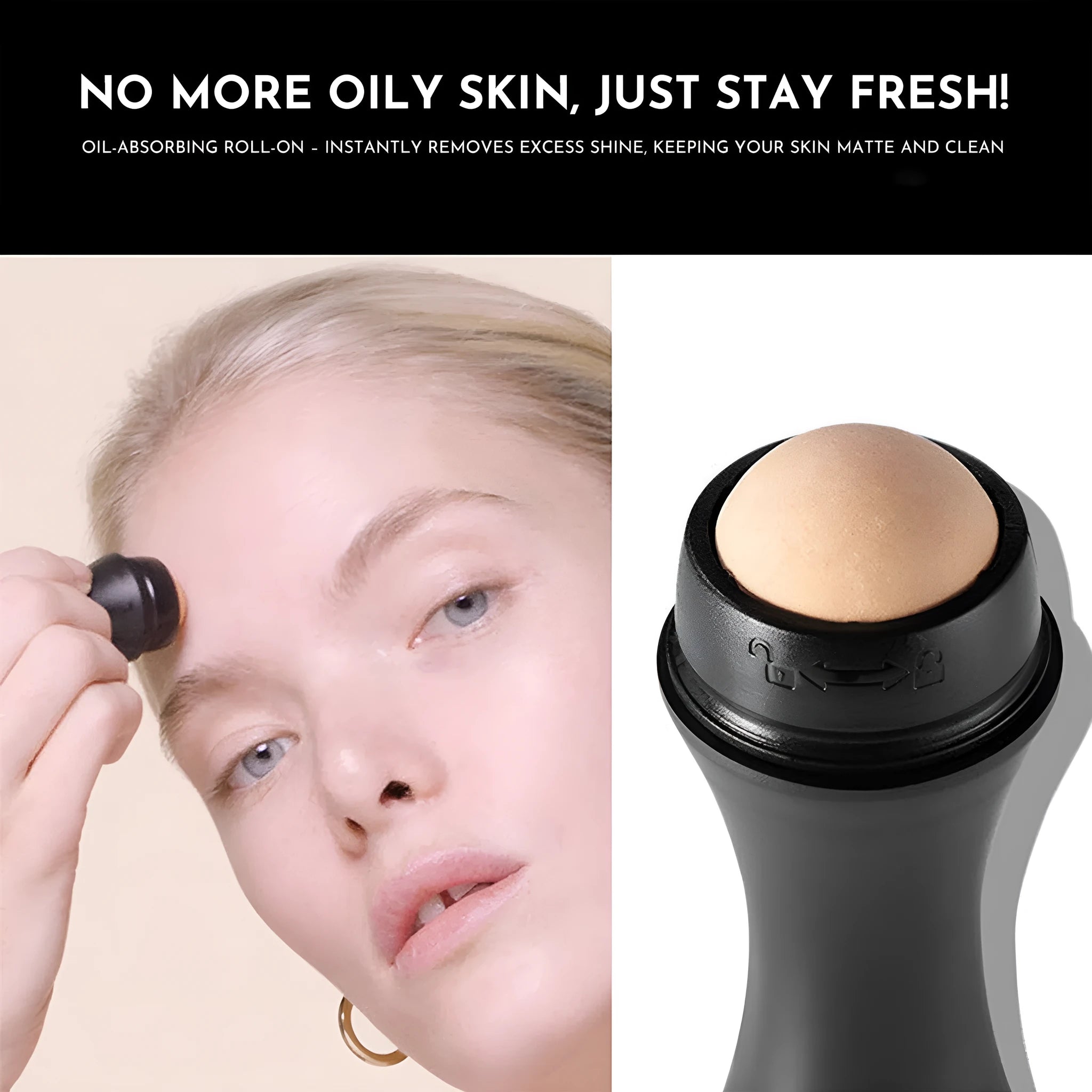 Portable volcanic stone roller for oily skin control in black, green, pink or white