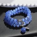 Opal lucky cat cartoon bracelet with geometric 8mm beads in adjustable 52cm length