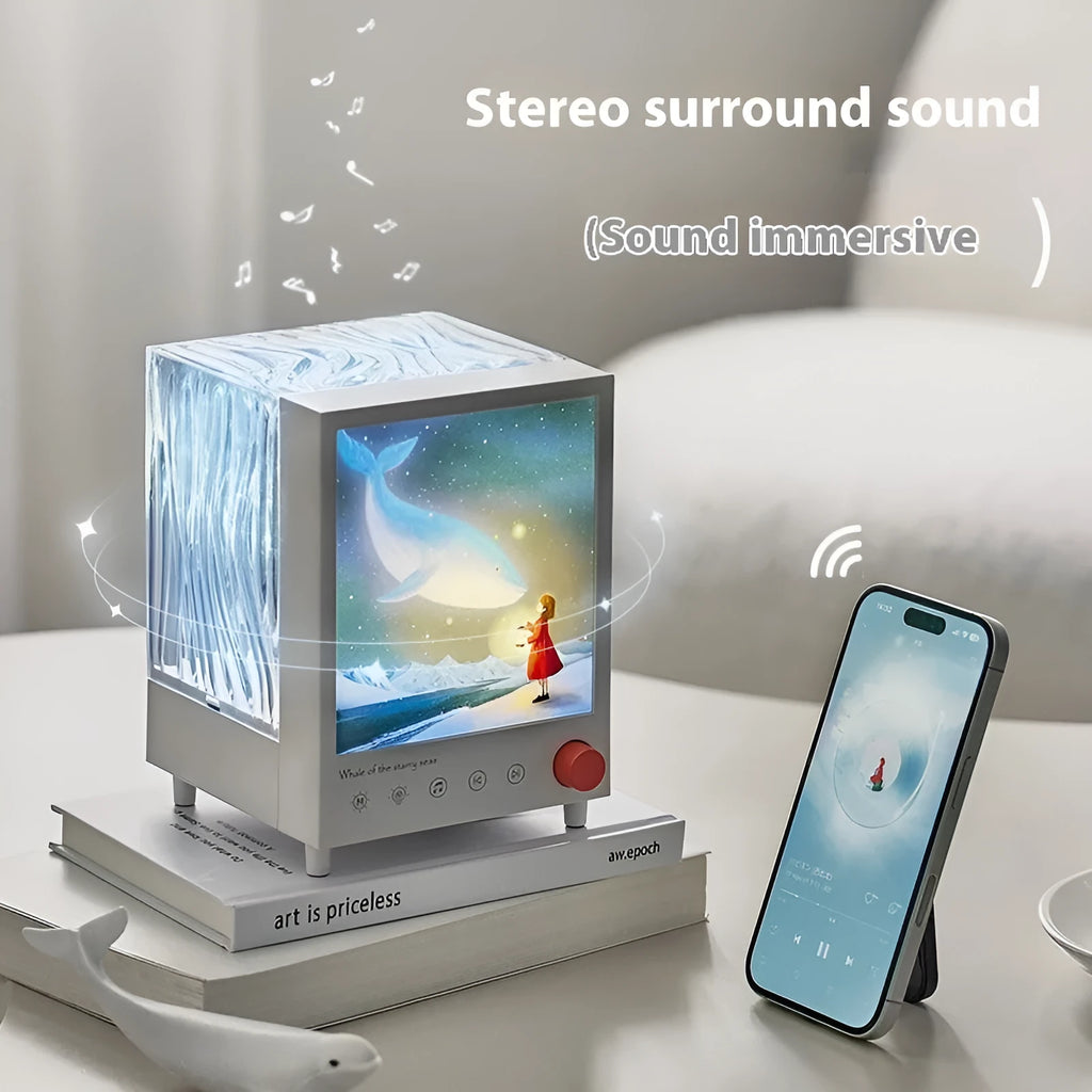 Aurora Treasure Box atmosphere projection lamp with star sea whale light effects and Bluetooth speaker
