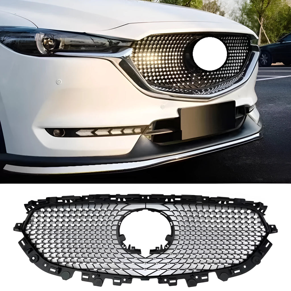 Mazda CX-5 second generation medium mesh front grille decoration in GT silver finish