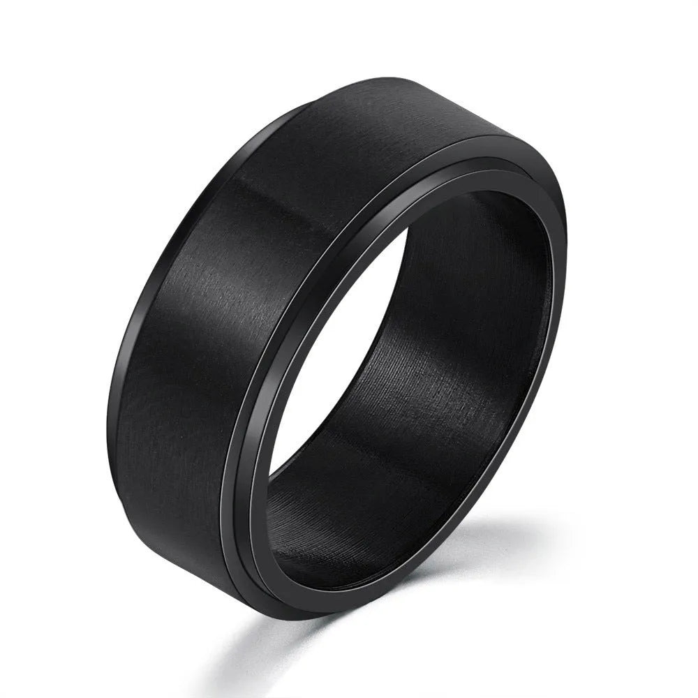 Men's titanium steel hip hop simplicity ring blue rose gold electroplated polished Korean style size 07-11