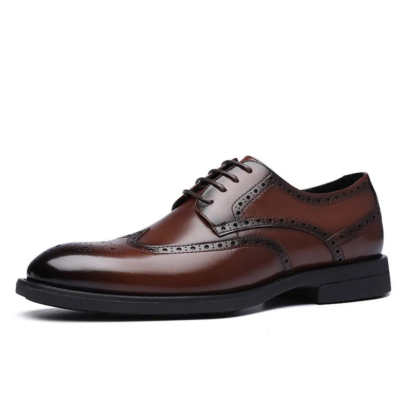 Men's black and brown brogue leather shoes for business formal office wear