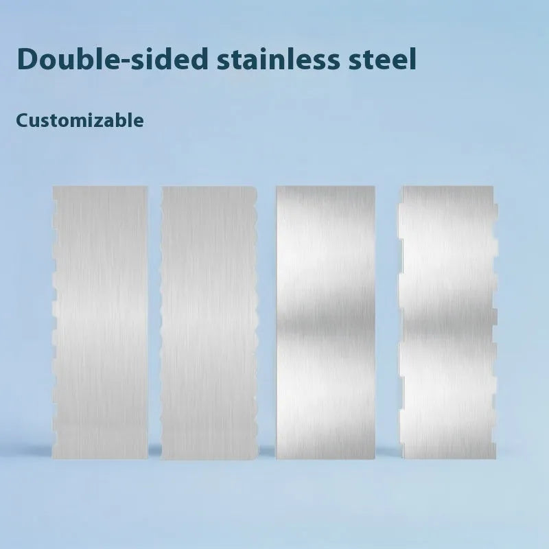Stainless steel cream scraper with polygon pattern for textured cake decorating