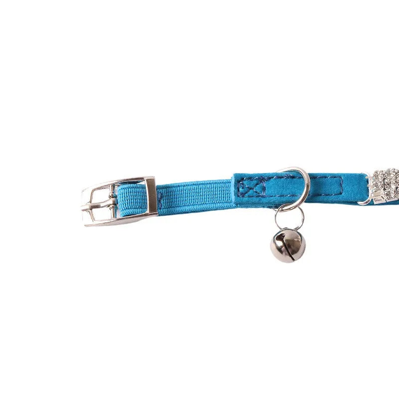 Flannel elastic buckle cat collar in pink, black, red, blue, purple, dark brown colours