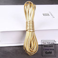 Coiled PU leather braided cord in multiple colours including beige, black, red and gold.