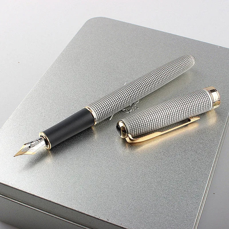 Stainless steel ballpoint pen with 0.5mm tip for business and office writing applications