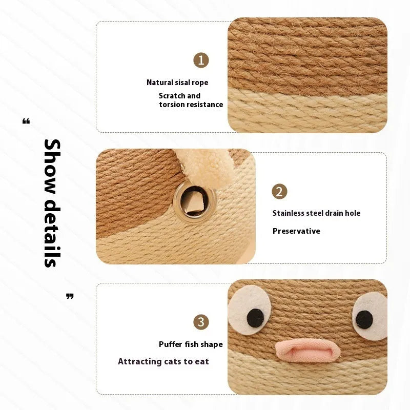 15cm cube sisal pet puzzle feeder with puffer leakage food dispensing design