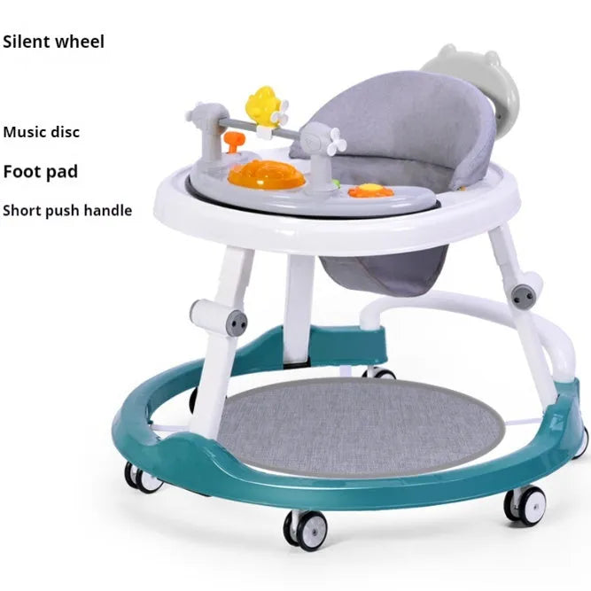 Baby walker multi-function drop-resistant trolley with music in cool black colour
