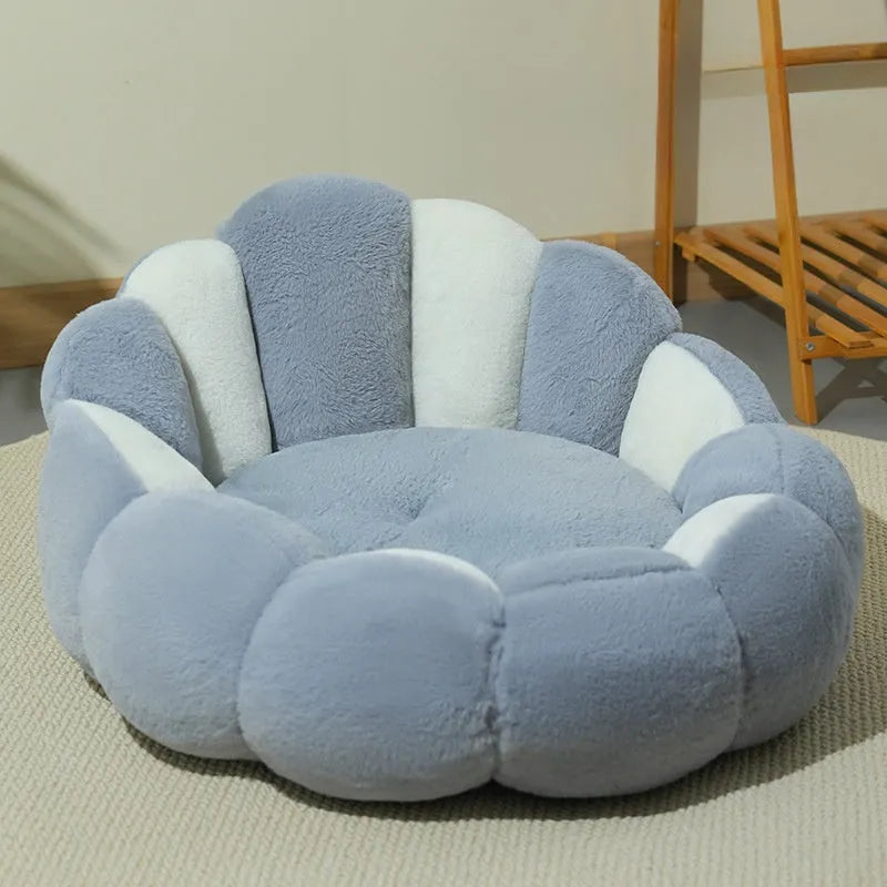 Greyish white rabbit fur pet shell nest kennel bed in three sizes for cats and dogs
