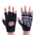 Nylon fitness gloves in black with wristband for dumbbell and horizontal bar training