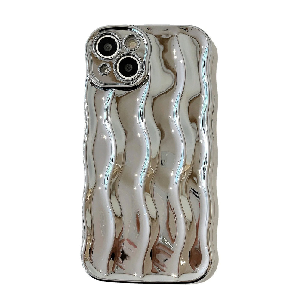 Electroplating wave stripe design TPU phone case for iPhone 17 series in silver plated colour