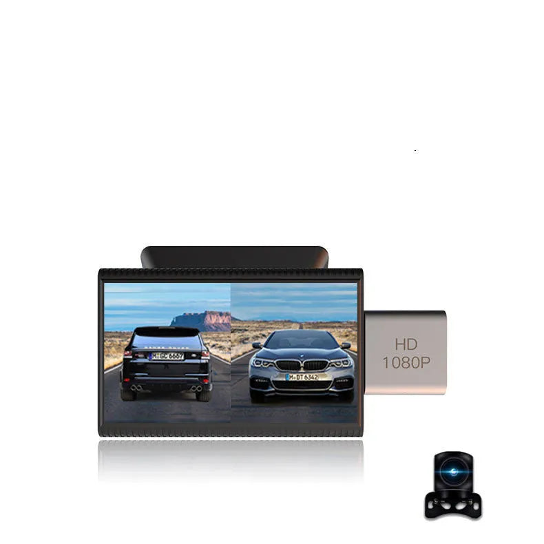 Black Paste 4G front and rear tachograph dash camera with touch screen.