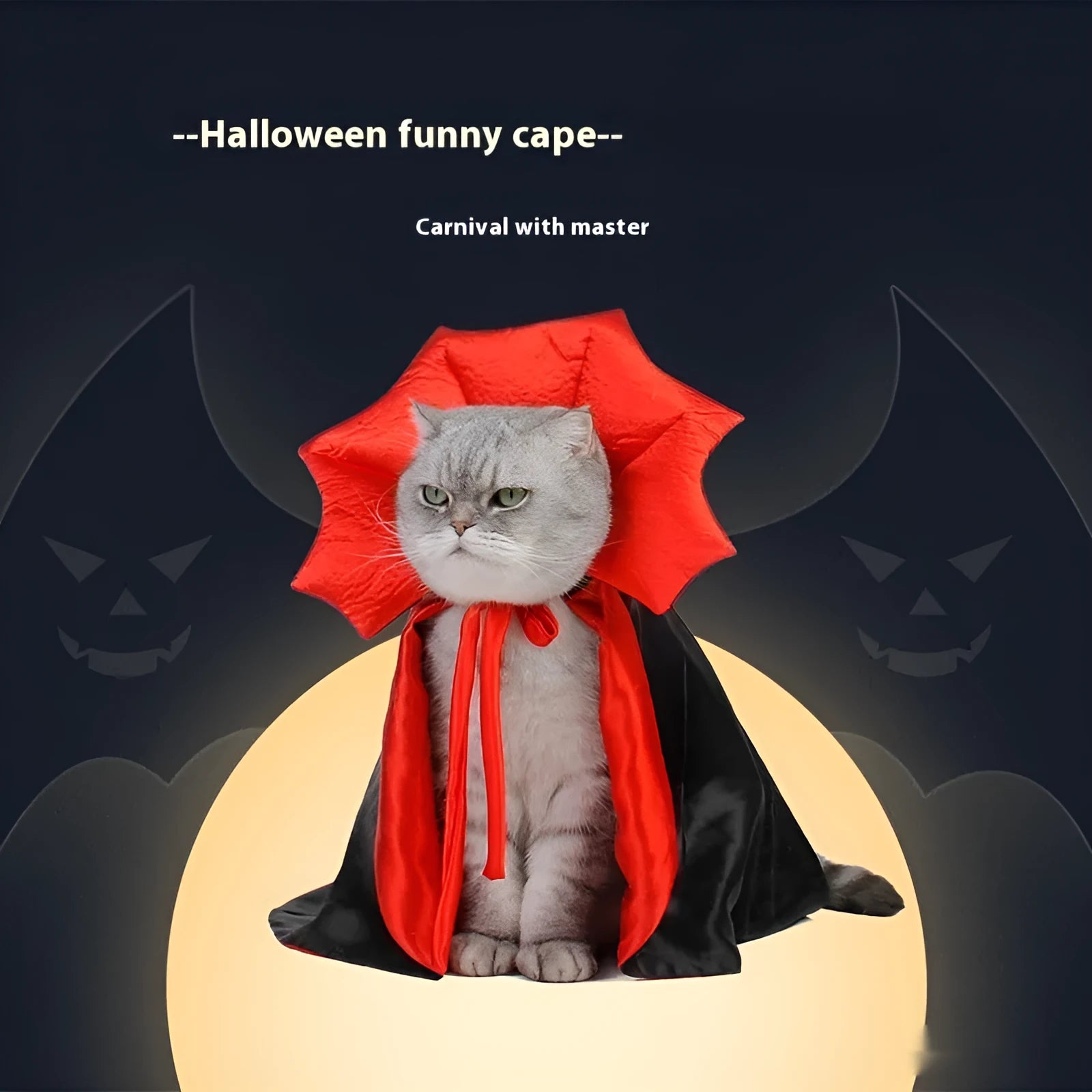 Black and red Halloween pet costume for cats and dogs on animal mannequin