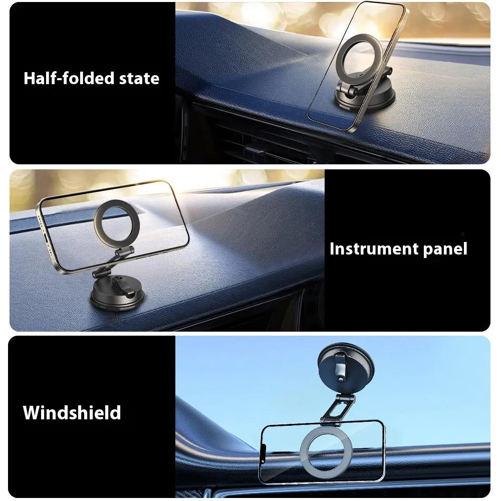 Black H154 car magnetic phone holder with suction cup mount for dashboard or windscreen