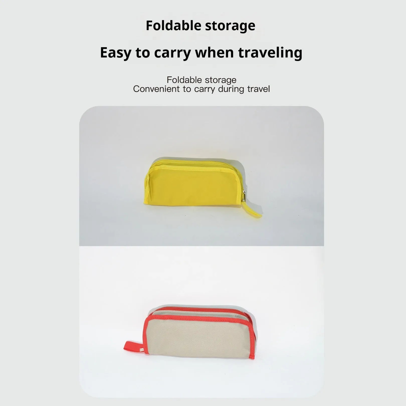 Lightweight foldable camping stool in Oxford cloth shown in a khaki colour, folded to a slim profile.