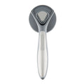 Grey self-cleaning slicker brush for pets with a comfort-grip handle and one-touch cleaning button.