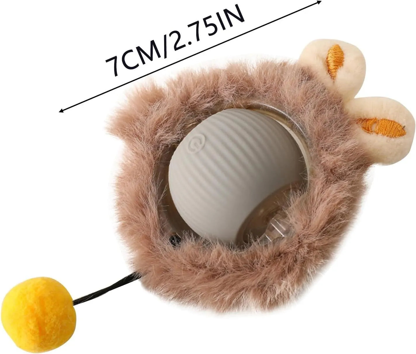 Automatic rolling ball pet toy with string in grey, green, or red colours