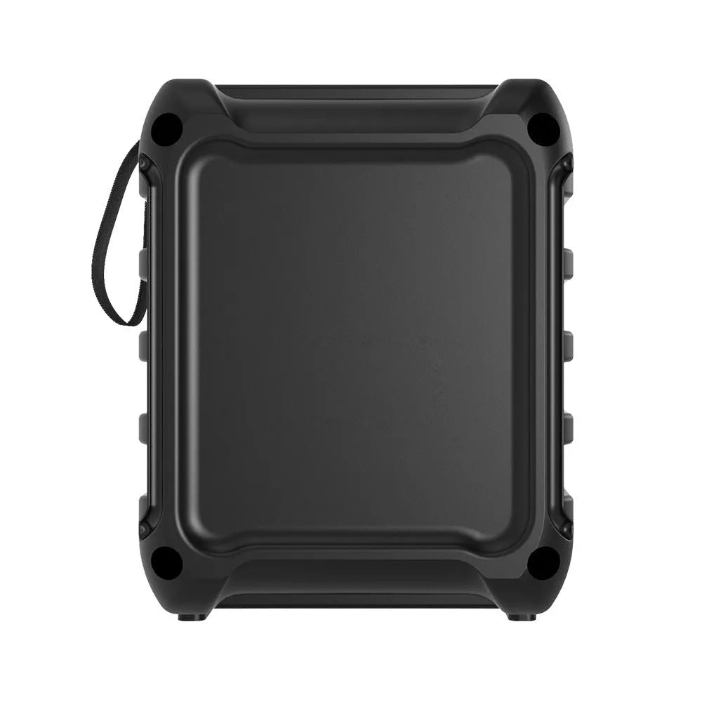 Portable Bluetooth speaker with compact design and USB charging cable