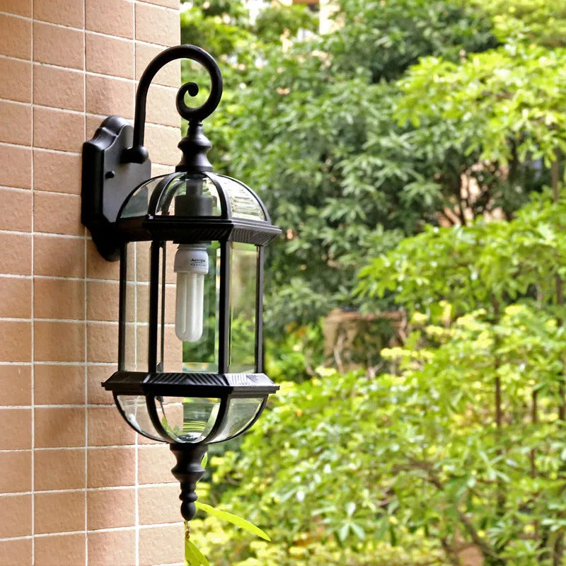 Gold courtyard outdoor waterproof aluminium wall lamp with three-layer eight-inch design