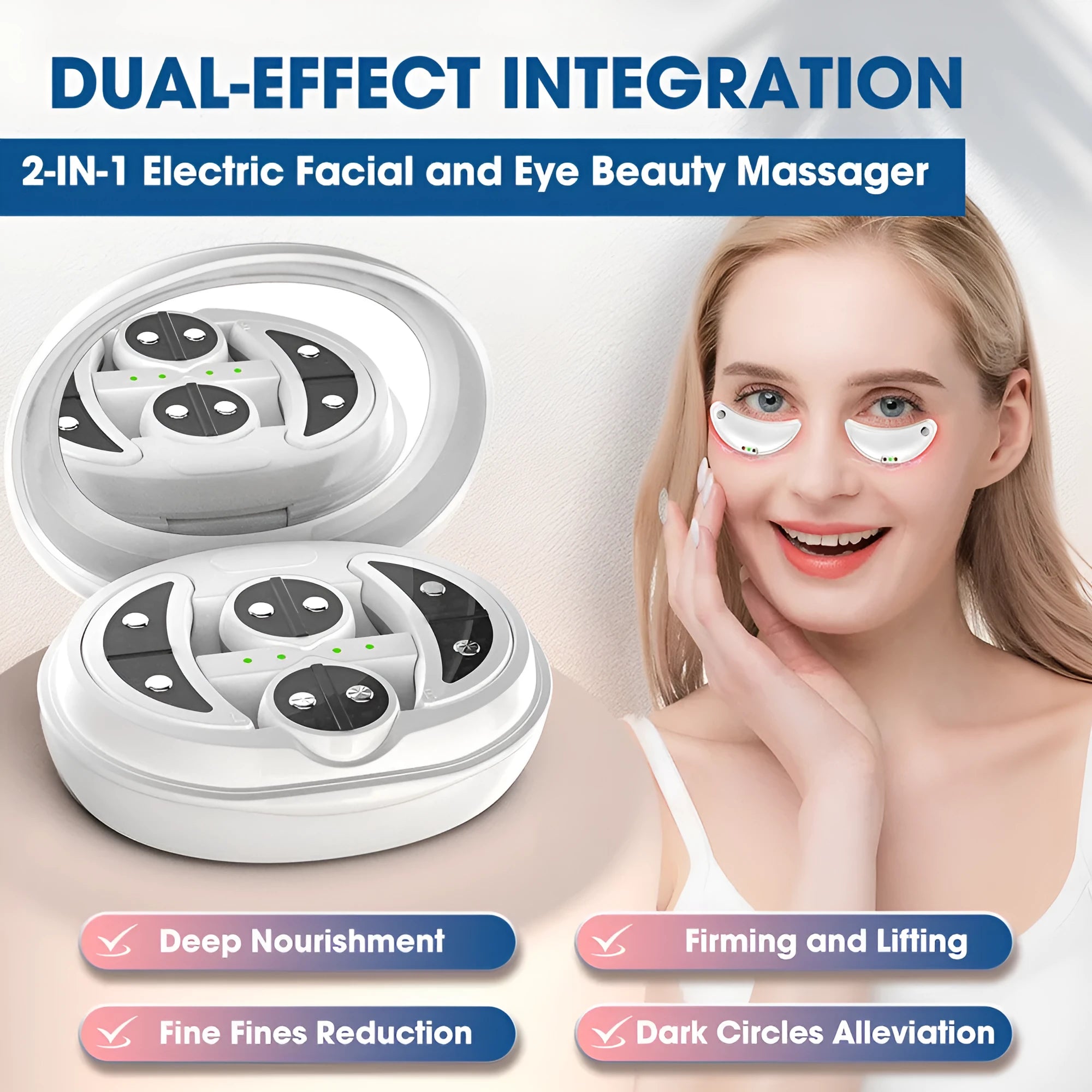 White red light EMS wireless eye and facial massager for dark circles reduction