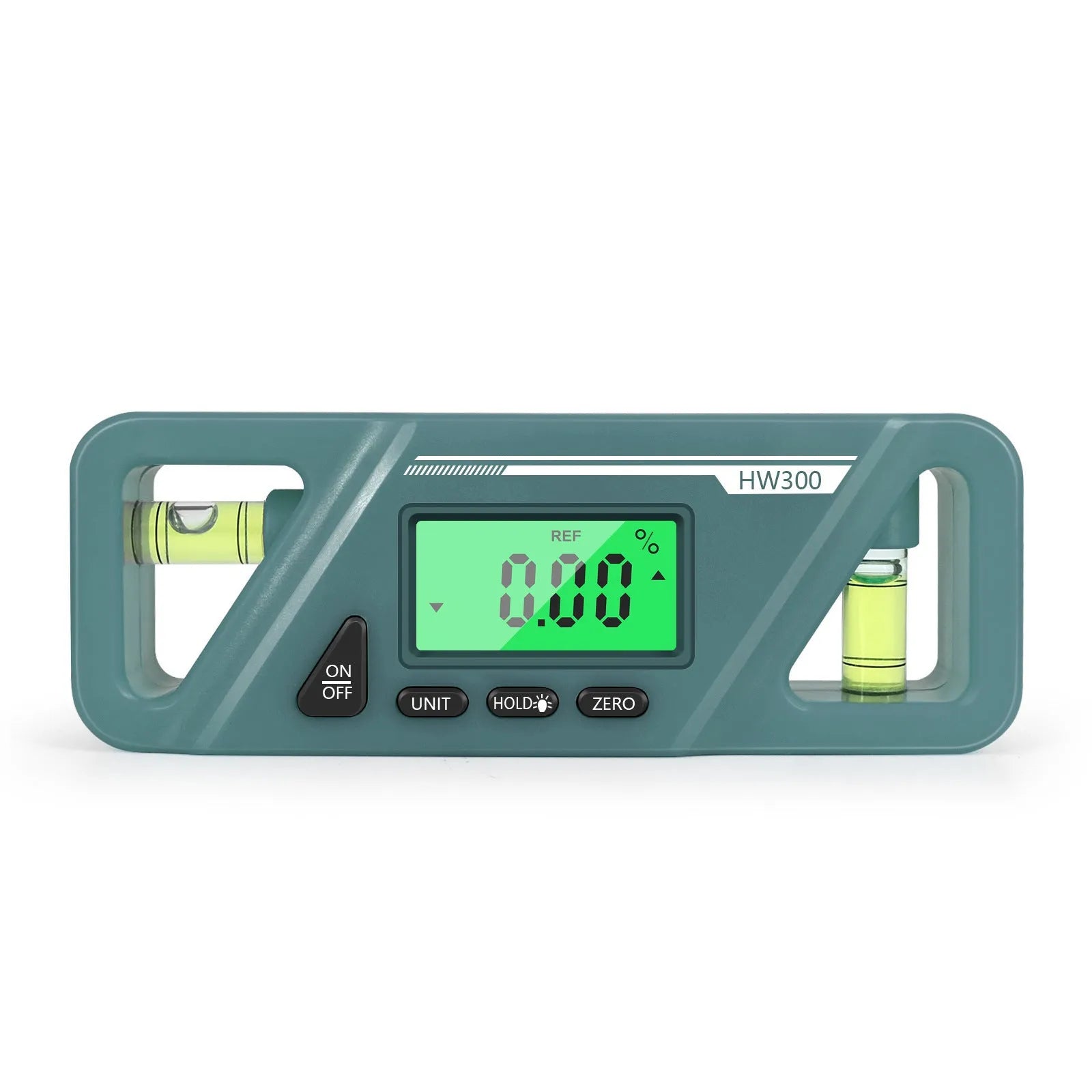 Black digital angle gauge with LCD display and magnetic base, showing 45-degree reading.