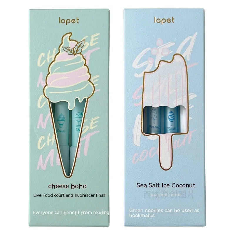 Set of four double-headed ice cream sponge press pens with 0.5mm tips for calligraphy