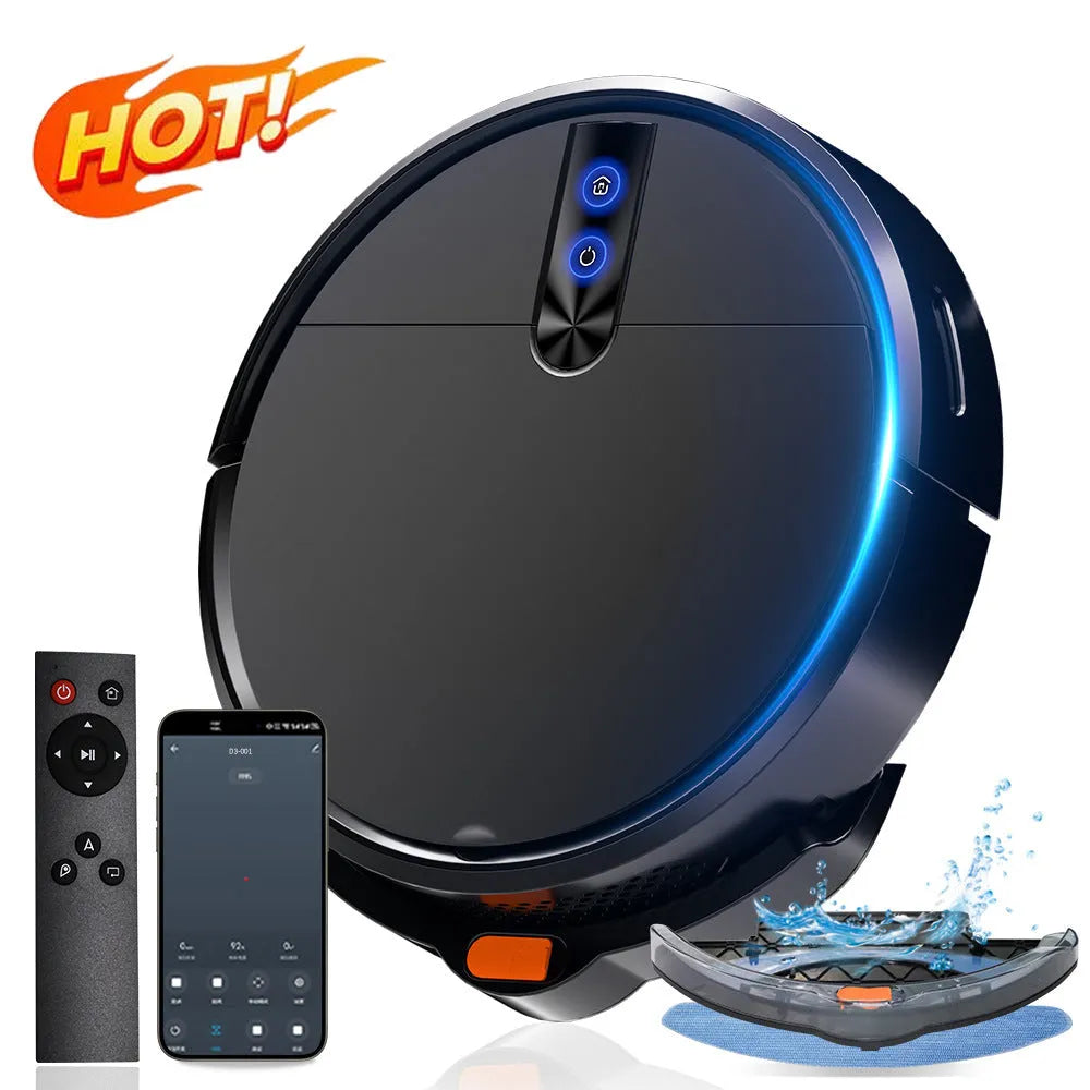 Black or white intelligent sweeping robot vacuum cleaner with remote control for 90-120 square metre homes