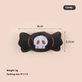 Plush cat teaser toy with feather wand in candy or skull design for small cats