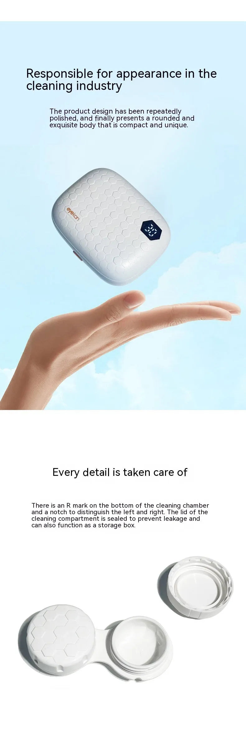 Automatic electric ultrasonic glasses cleaning machine in pearl white, showing compact 85x65x30mm size.