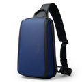 Blue Oxford cloth chest bag with double connector shoulder straps and soft handle