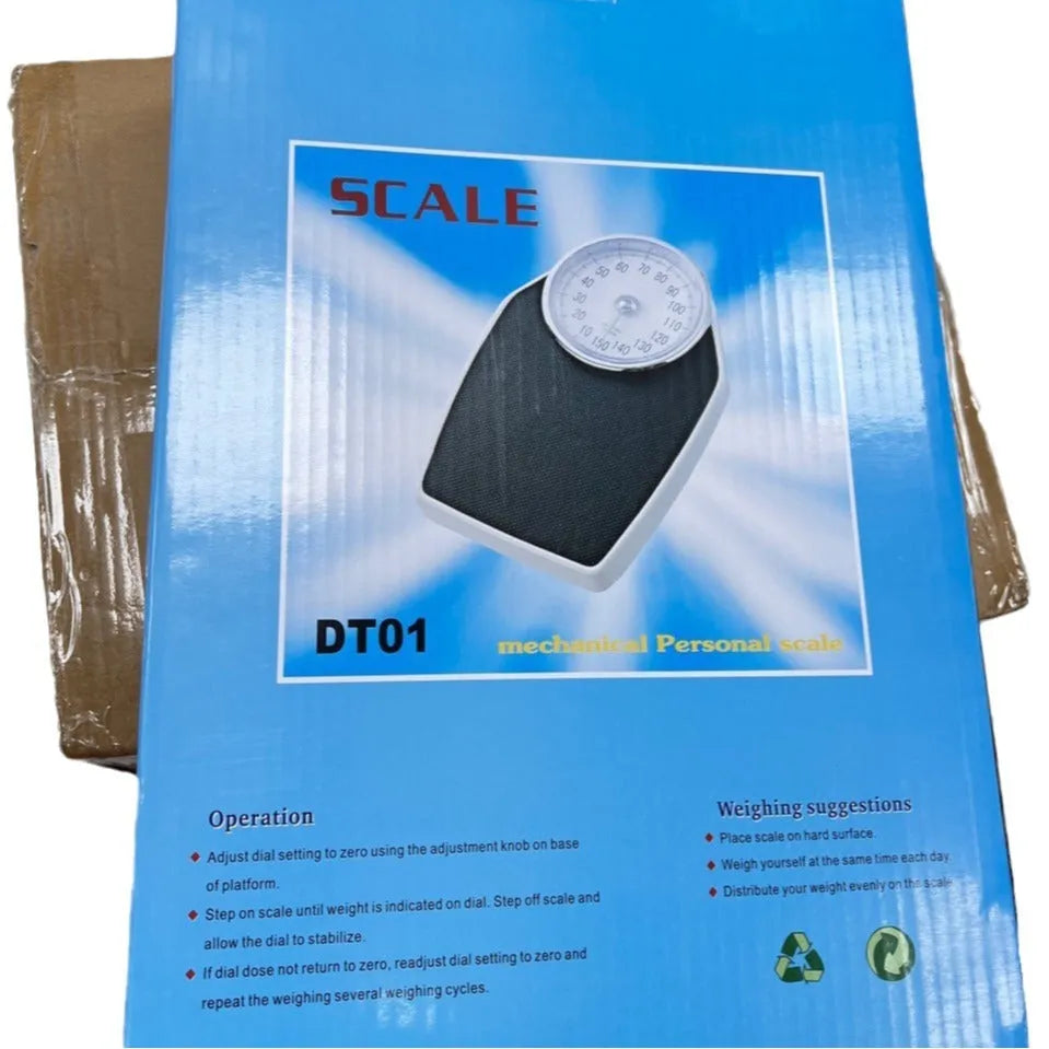 Black mechanical body weight scale with large dial on a 47x35cm platform