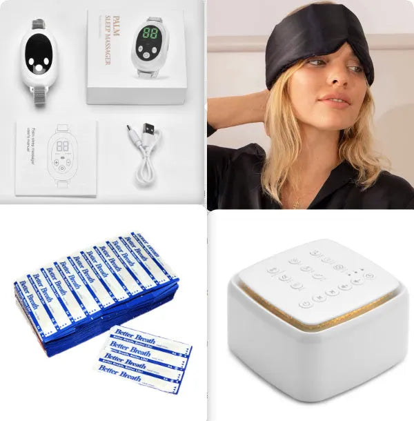 White handheld sleep aid device with remote control and adjustable intensity settings