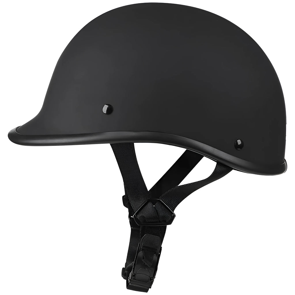 Retro style full-face motorcycle helmet in matte black finish with a hand-curved ABS shell.
