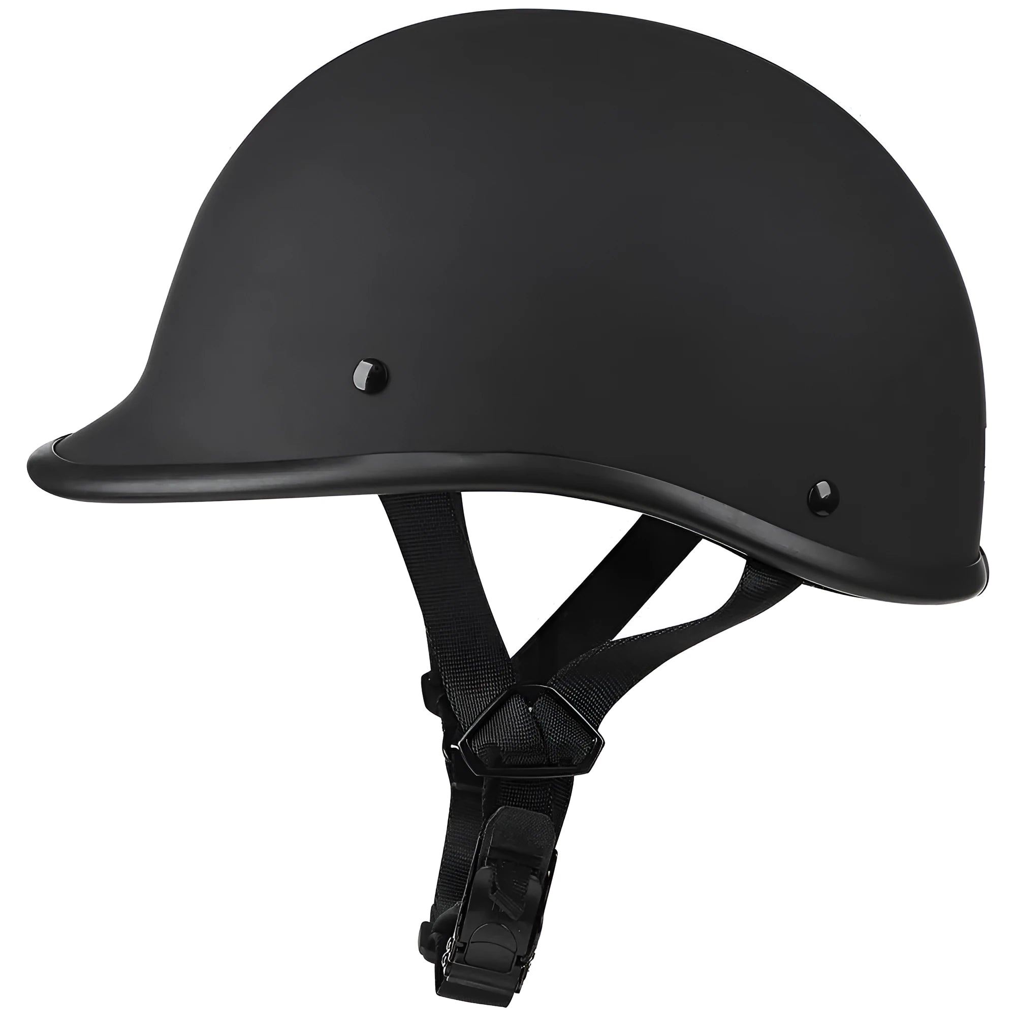 Retro style full-face motorcycle helmet in matte black finish with a hand-curved ABS shell.