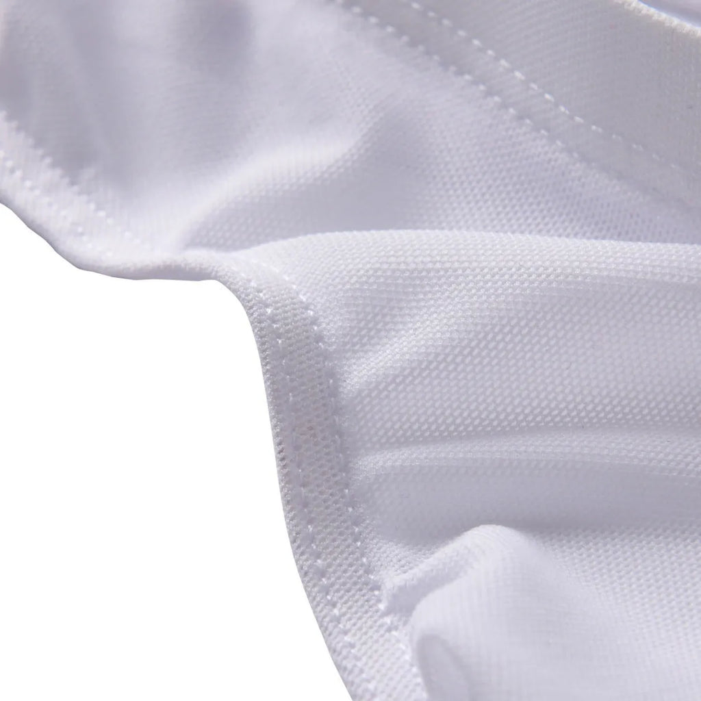 Men's black nylon ice silk low-rise briefs on a white background.
