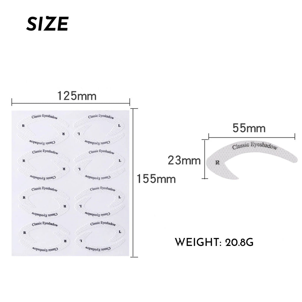 Set of four reusable flexible eyeliner and eyeshadow makeup stencil templates on a pink background