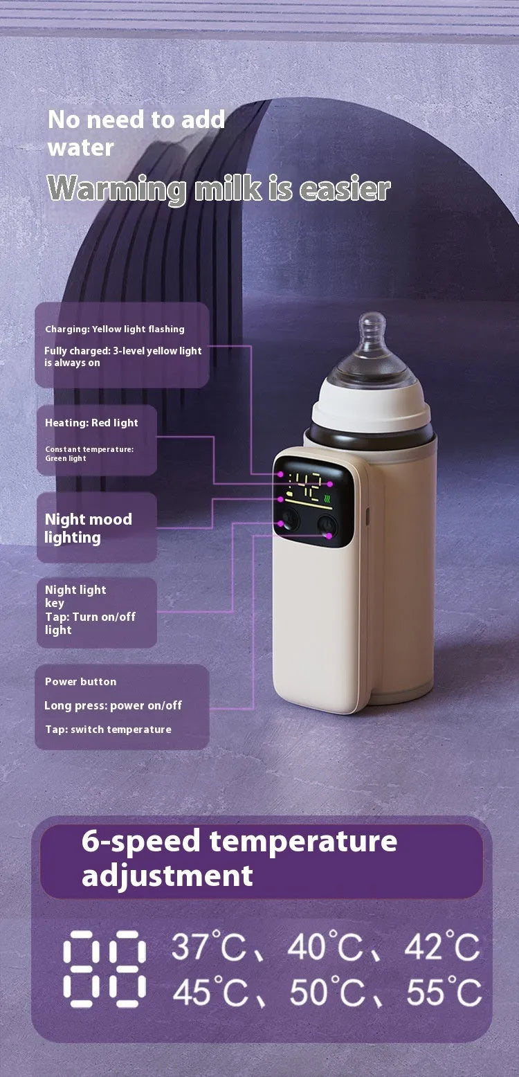 Fast-charging 8000mAh baby bottle insulation warmer with universal fit