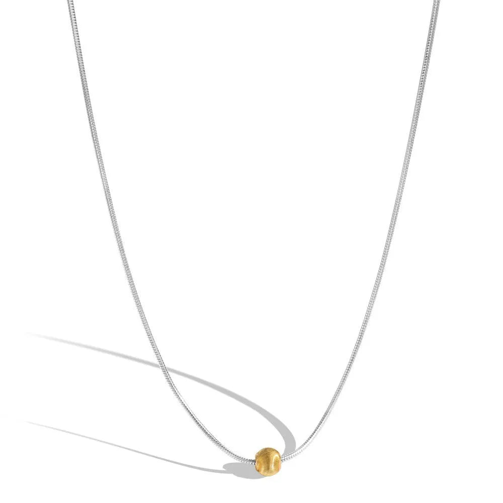 925 sterling silver necklace for women with golden ball pendant and regular chain