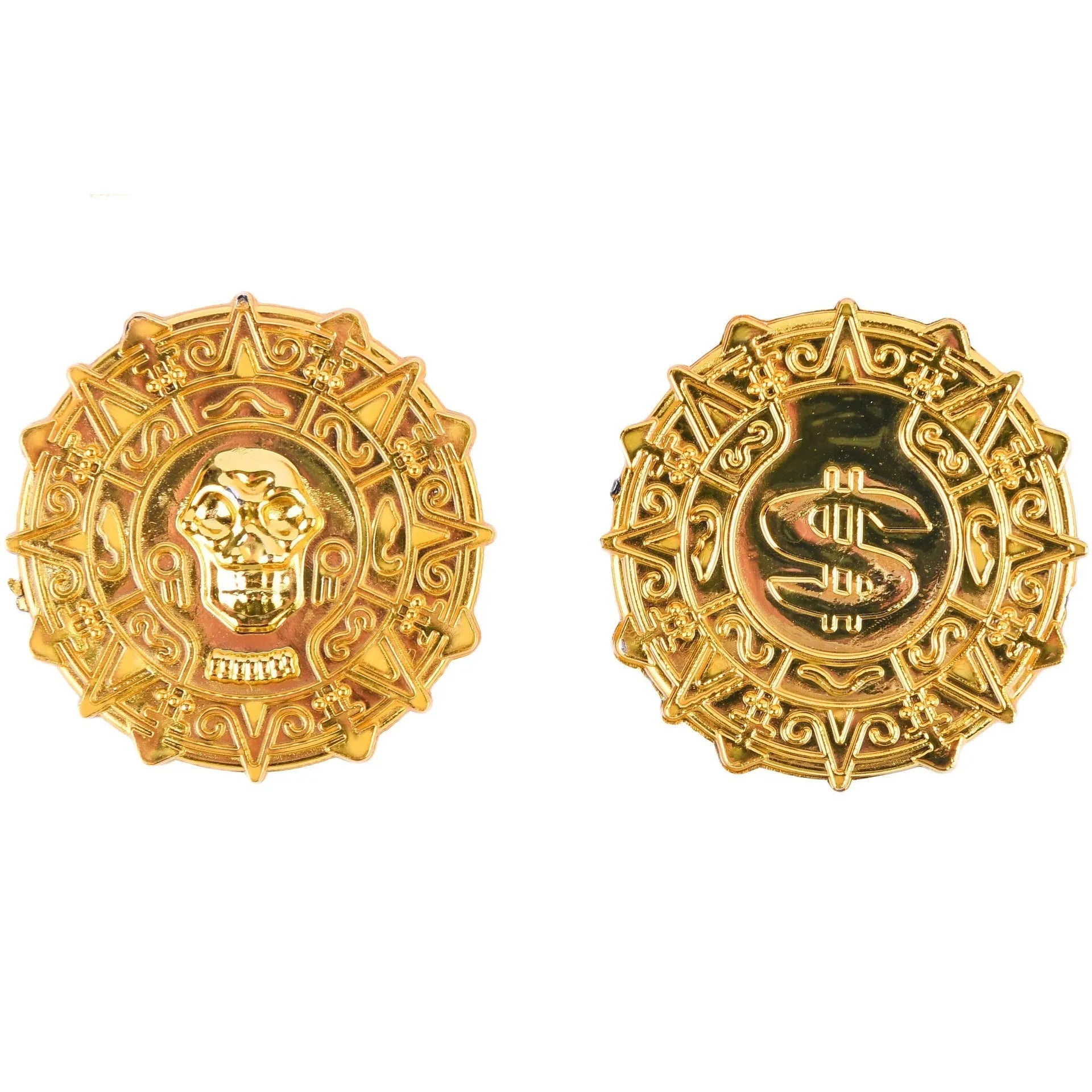 Plastic pirate gold coin toy with pointed style design for Halloween costumes