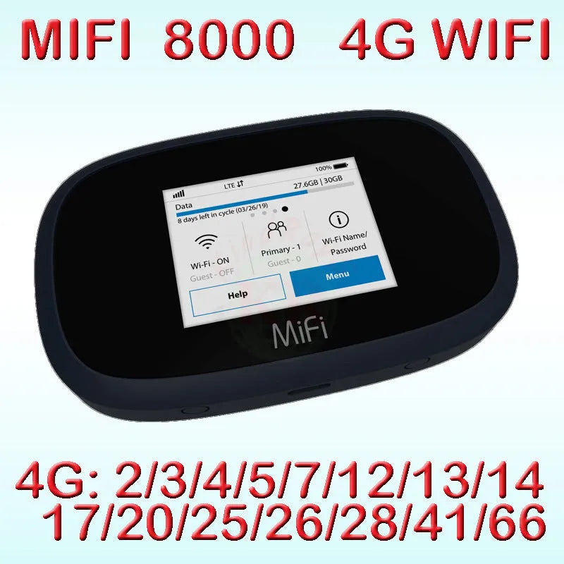 Black 4G portable wireless router with compact design for mobile internet access.
