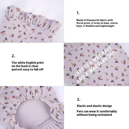 Bichon Frise dog wearing light purple floral undershirt skirt pet clothing